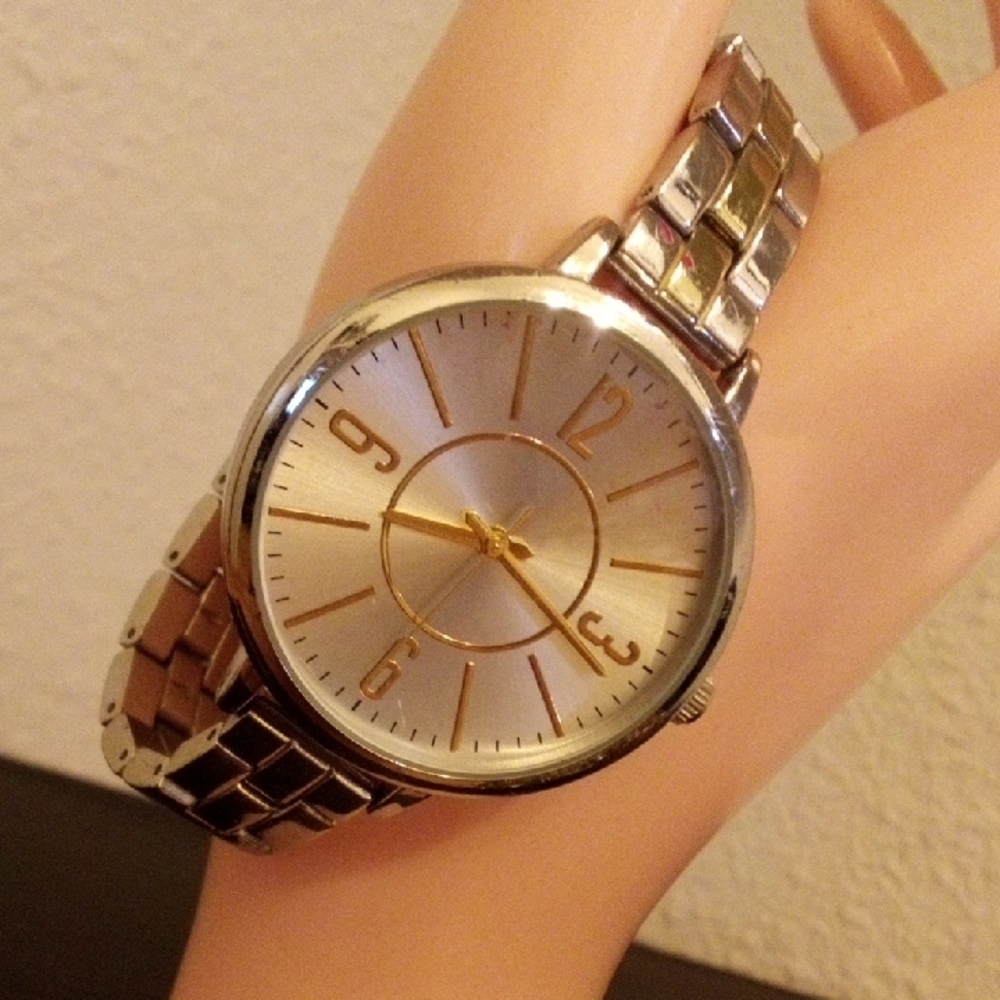 Classic Women's Silver and Gold-Tone Bracelet Watch